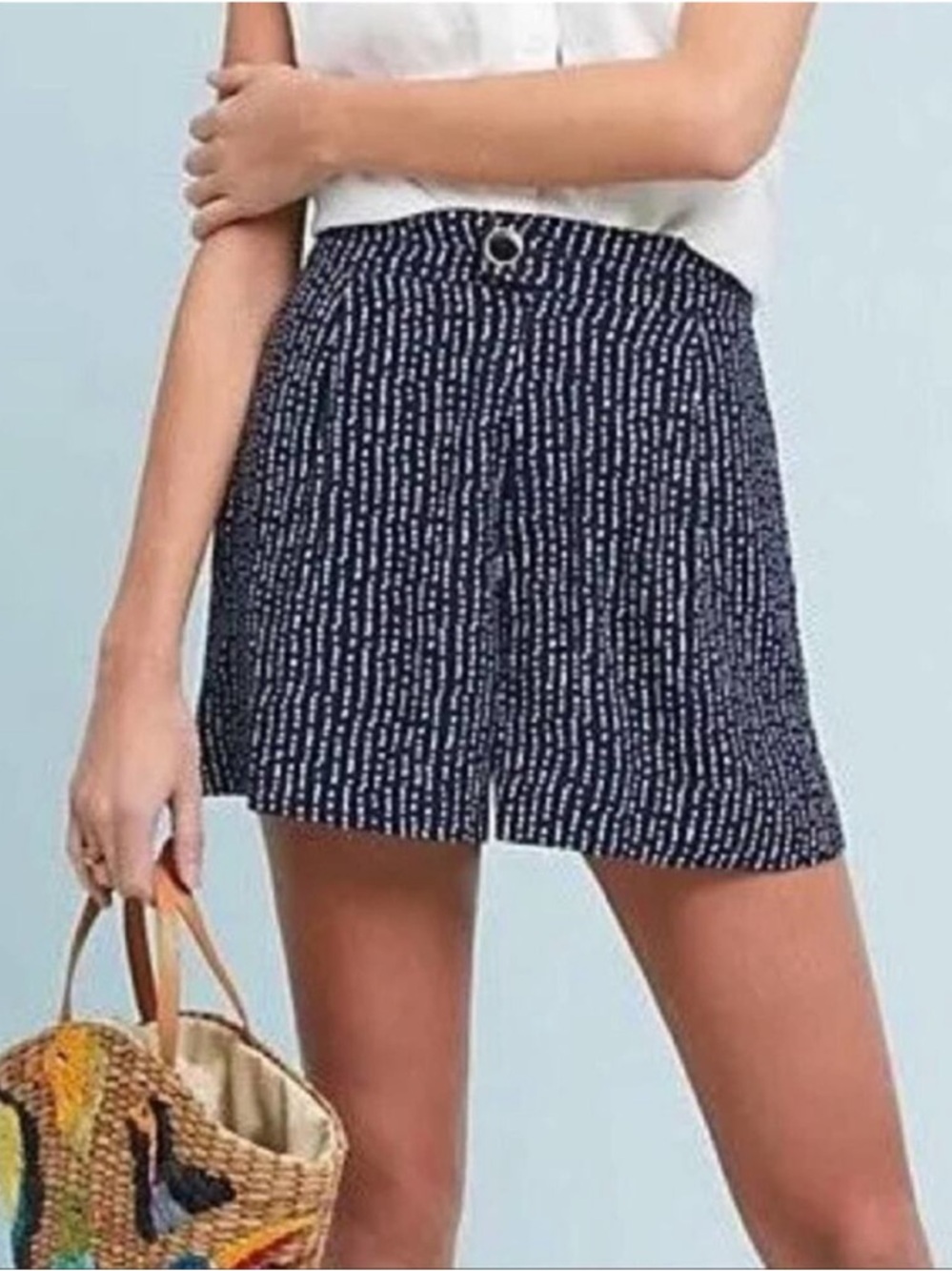 Anthropologie Ett Twa Blue Clearwater Shorts Dot Print Size XS Blue White